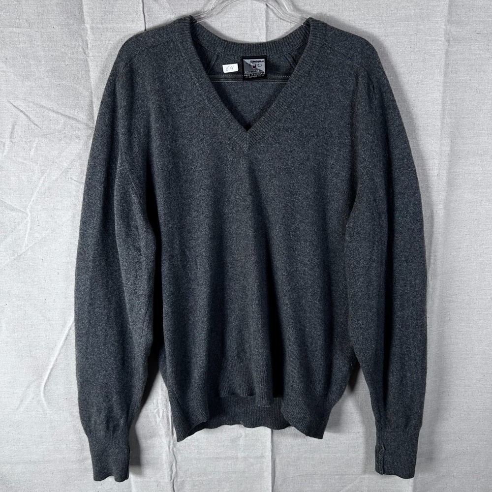 Clan Douglas Nordstrom Mens Cashmere Sweater V-Neck Gray Made in Scotland Medium
